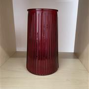 Red ribbed vase